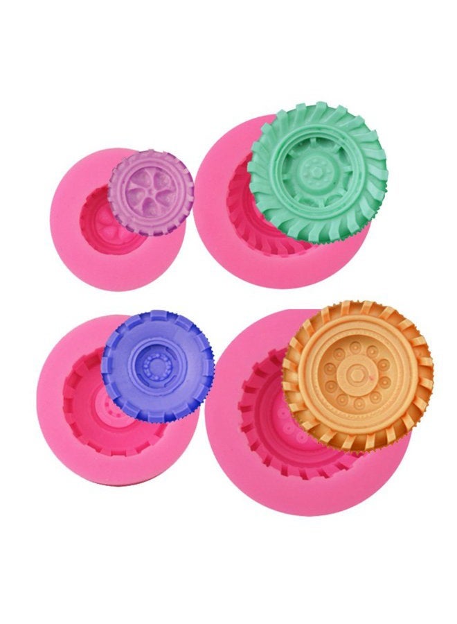 Mity Rain 3D Round Tire Fondant Mold-Truck Wheel Shape Silicone Mold for Sugarcraft Cake Decoration, Chocolate, Candy, Polymer Clay, Soap, Jelly etc-Set of 4 - Image 1