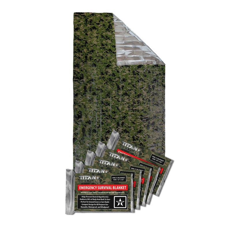 TITAN Survival Mylar Survival Blankets 5 Pack 52” x 82” - 90% Heat Retention & Waterproof Design - Emergency Blanket Cold Weather Protection & Survival Kits - Durable Space Blanket for Outdoor Use - Image 1