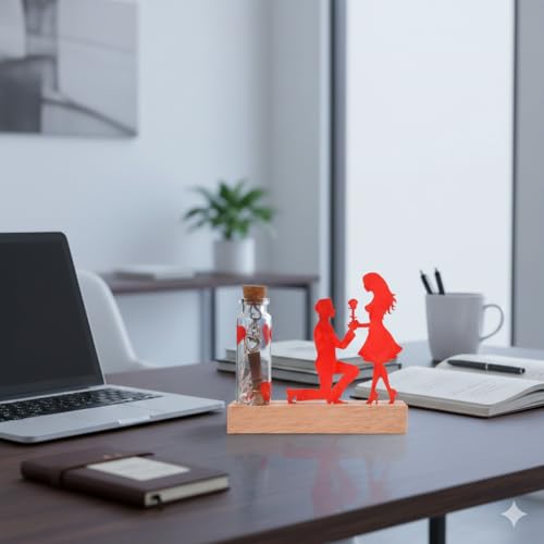 CraftVatika Valentines Love Couple Showpiece with Wooden Base Propose Gift for Girlfriend and Boyfriend Valentine Decoration Couple Gifts for Valentine's Day (Design 1) - Image 5
