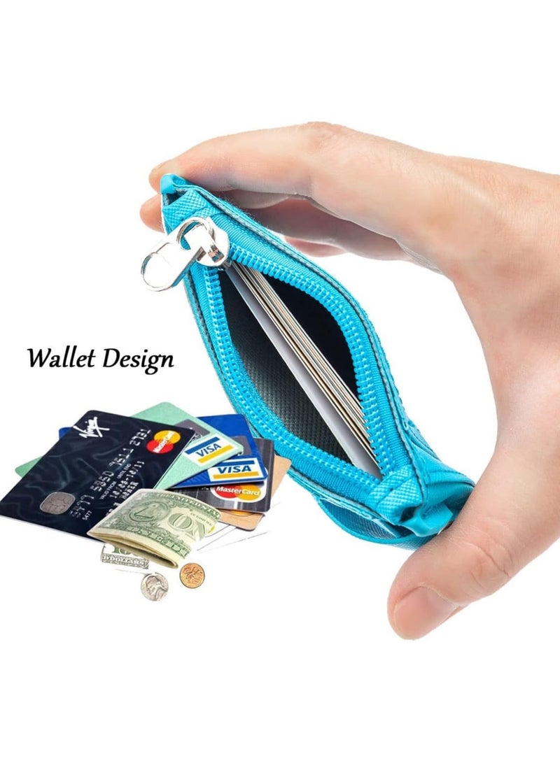 ID Badge Holder with Zip Pocket Cute Stitching PU Leather ID Card Holder with Stitching Lanyard 2 Side 5 Slot ID Credit Card Holder Wallet for Boys, Girls, Men, Women and Office Workers - Image 4