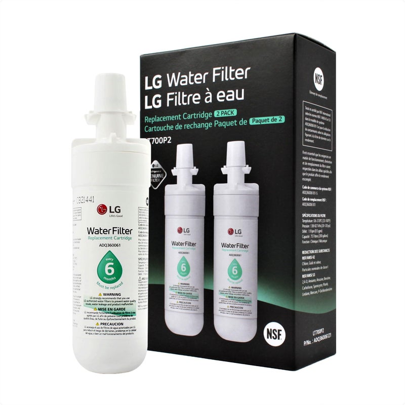 LG LT700P2 6Month 200 Gallon Refrigerator Replacement Water Filter 2 Count Pack of 1 White - Image 2