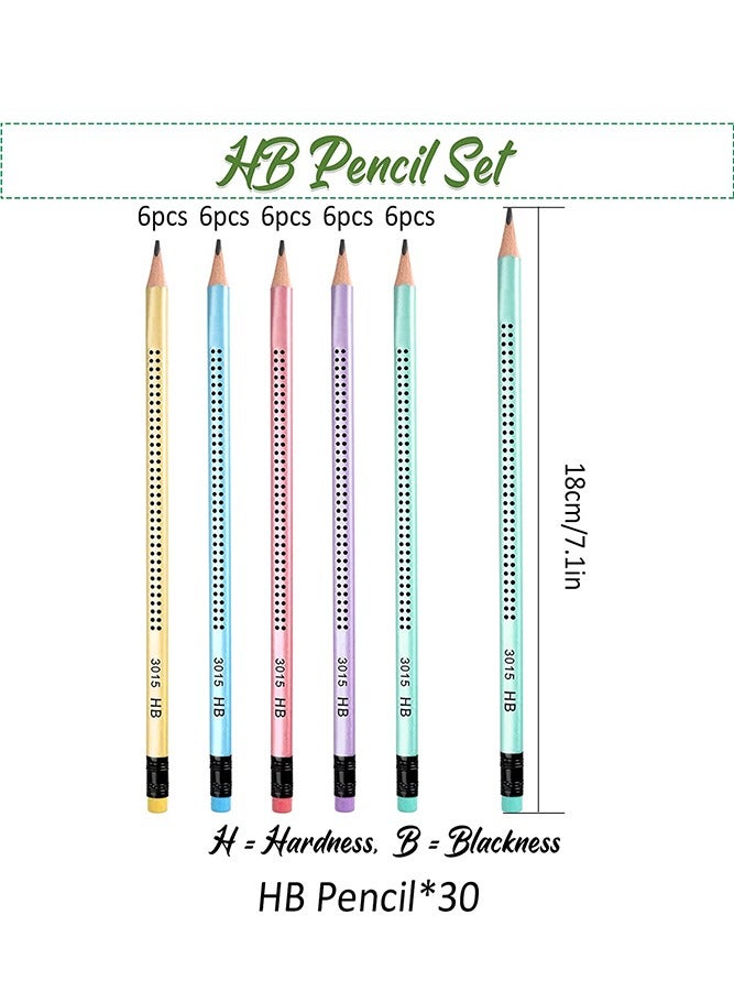 QiLi Black HB Wooden Pencils 30 Pack Pre-Sharpened with Eraser Triangle Non-Slip Grip Graphite Pencils for Writing Drawing Sketching Student Exam Office School Home Use - Image 2