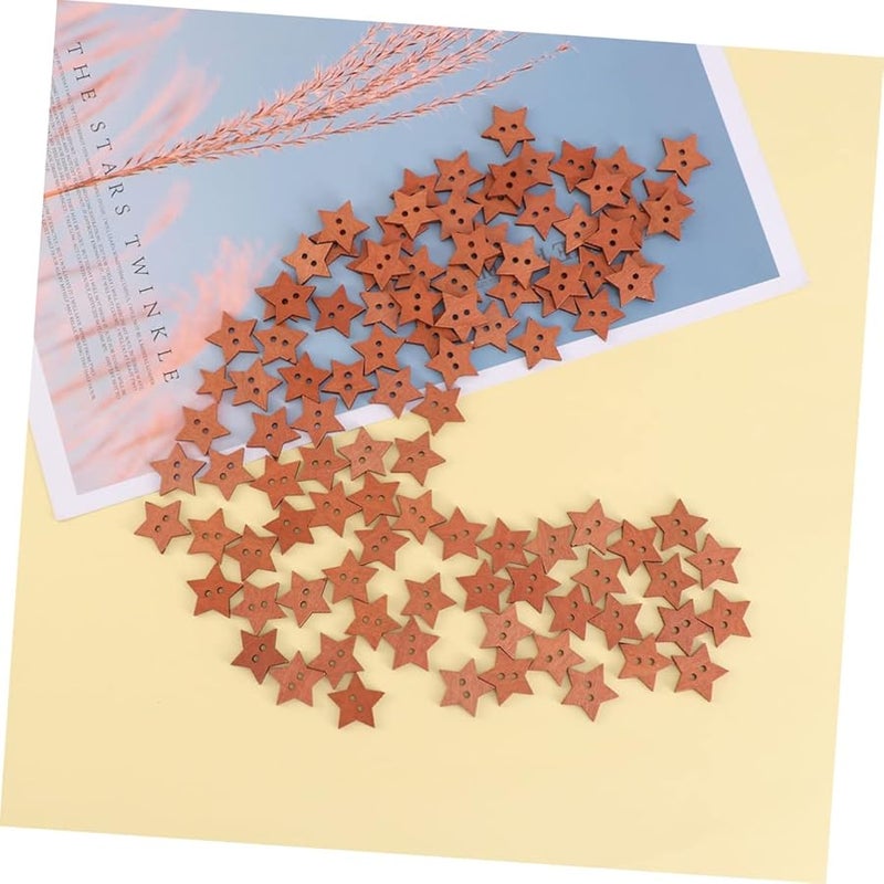 أزرار نجمة خشبية ١٠٠ قطعة على شكل خماسي الرؤوس للحرف الخياطة DIY طراز كلاسيكي - Image 5