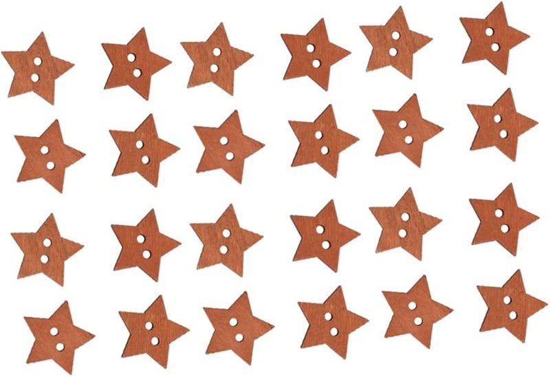 أزرار نجمة خشبية ١٠٠ قطعة على شكل خماسي الرؤوس للحرف الخياطة DIY طراز كلاسيكي - Image 2