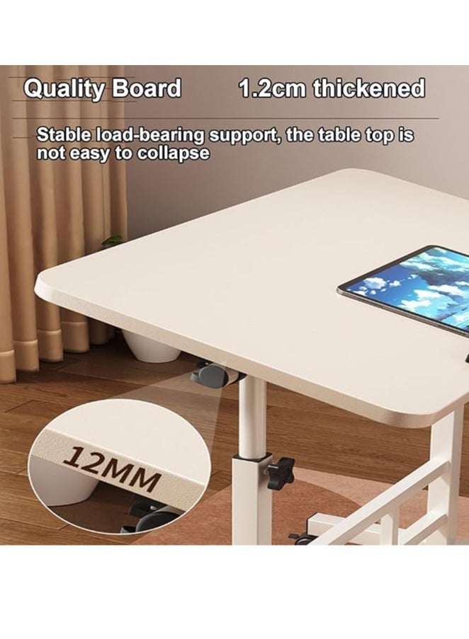 عربست طاولة جلوس ووقوف، مكتب كمبيوتر قابل للطي مع عجلة فرامل ولوحة قابلة للطي وعكسية ولوح فولاذي سميك ونطاق رفع 60 إلى 80 سم ومكتب متحرك فوق السرير - Image 2