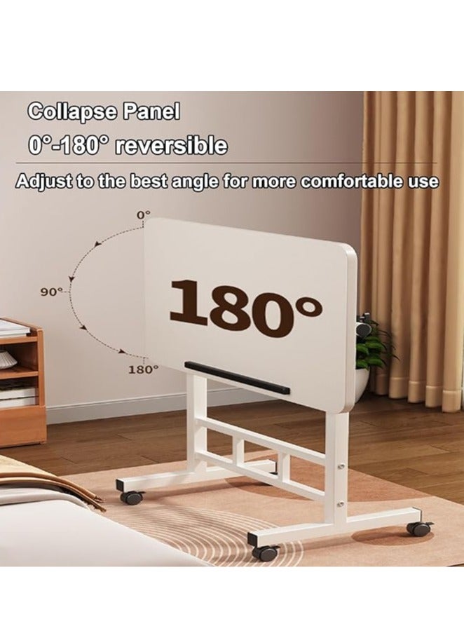 عربست طاولة جلوس ووقوف، مكتب كمبيوتر قابل للطي مع عجلة فرامل ولوحة قابلة للطي وعكسية ولوح فولاذي سميك ونطاق رفع 60 إلى 80 سم ومكتب متحرك فوق السرير - Image 3