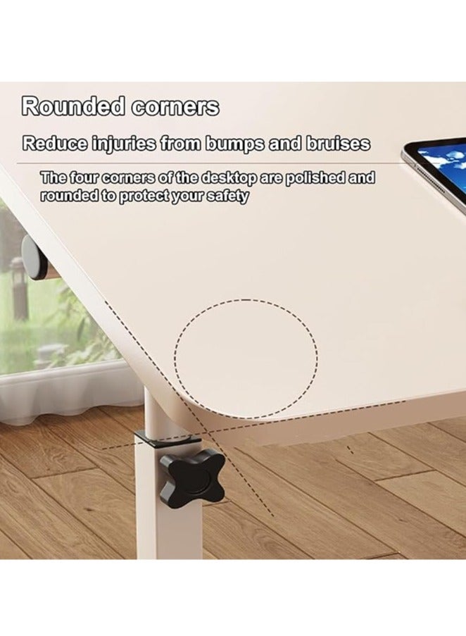 عربست طاولة جلوس ووقوف، مكتب كمبيوتر قابل للطي مع عجلة فرامل ولوحة قابلة للطي وعكسية ولوح فولاذي سميك ونطاق رفع 60 إلى 80 سم ومكتب متحرك فوق السرير - Image 4