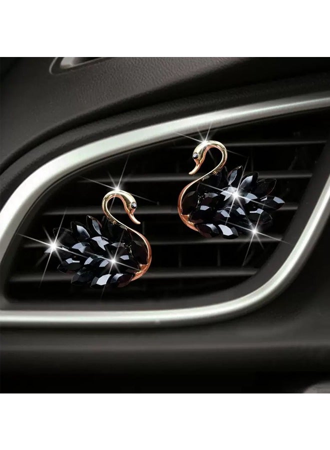 rocooart Two pieces of car air conditioning screen, car ventilation outlet decoration screen, shiny car accessories for women and girls, interior decoration hanging for the car, air freshener in the shape of a rose (black) - Image 2