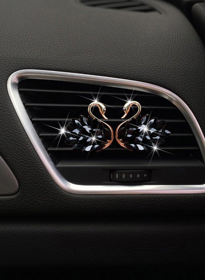 rocooart Two pieces of car air conditioning screen, car ventilation outlet decoration screen, shiny car accessories for women and girls, interior decoration hanging for the car, air freshener in the shape of a rose (black) - Image 3