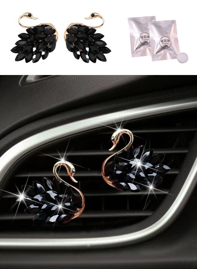 rocooart Two pieces of car air conditioning screen, car ventilation outlet decoration screen, shiny car accessories for women and girls, interior decoration hanging for the car, air freshener in the shape of a rose (black) - Image 1