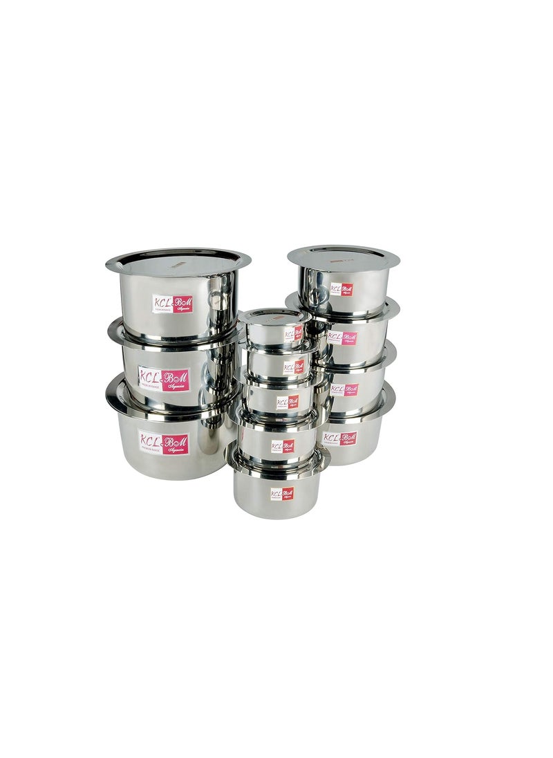 KCL KCL Stainless Steel 12 Tope Set & 12 Lids - 24 Piece 