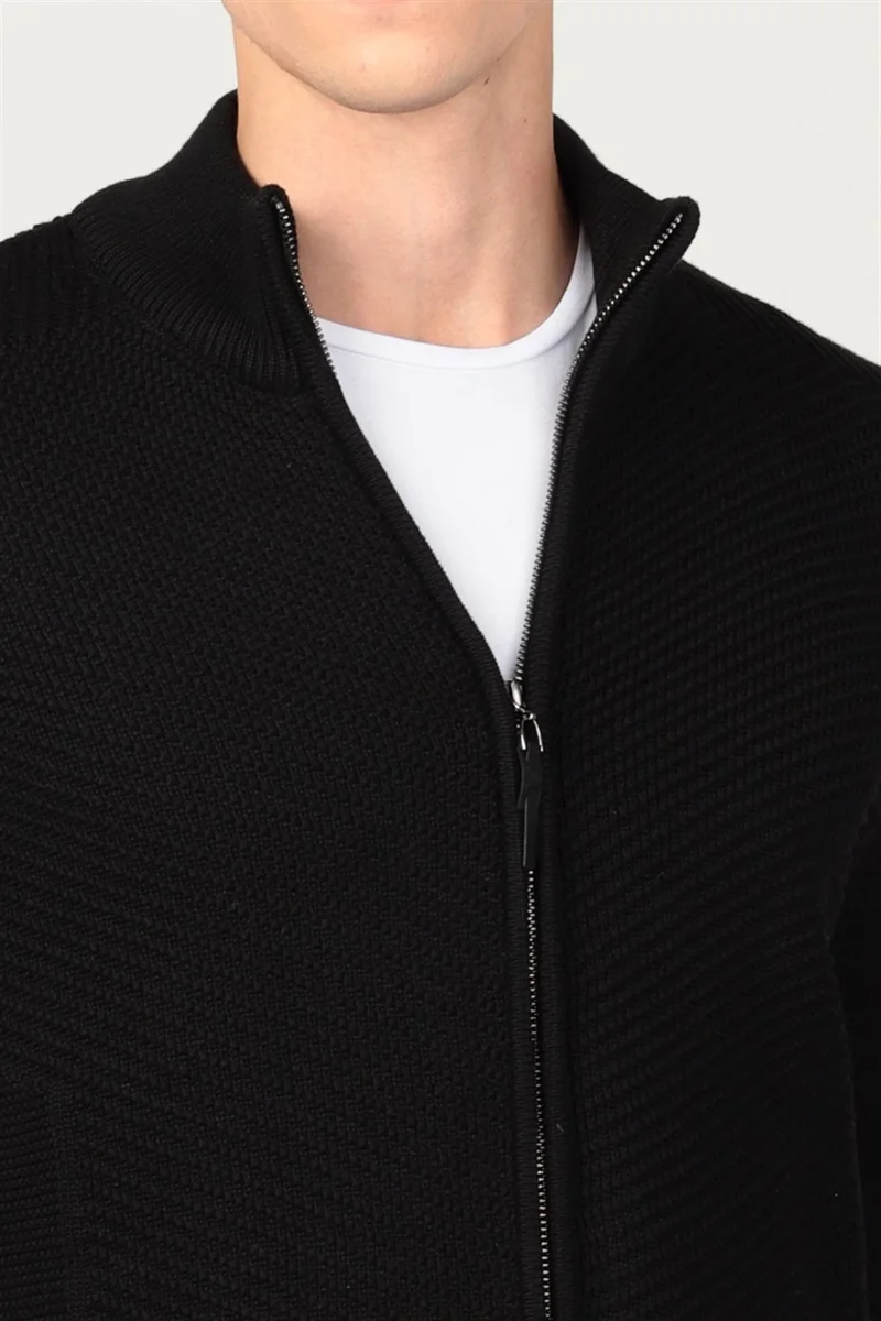 Tudors Slim Fit Narrow Cut, Self-Patterned Men's Cardigan