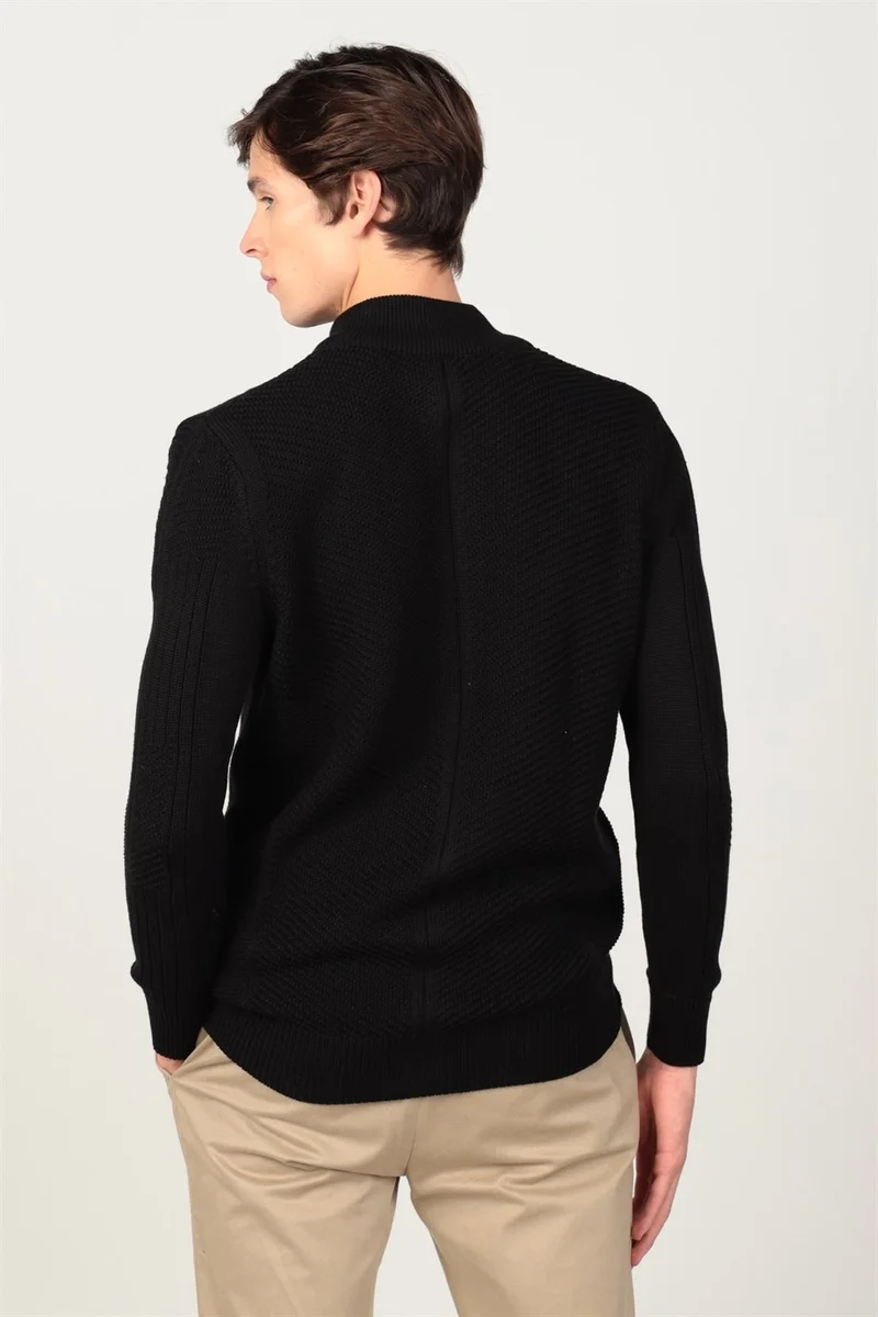 Tudors Slim Fit Narrow Cut, Self-Patterned Men's Cardigan