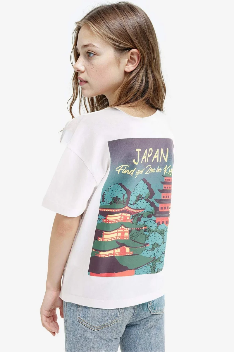 ديفاكتو Girl Relax Fit Crew Neck Short Sleeve T-shirt