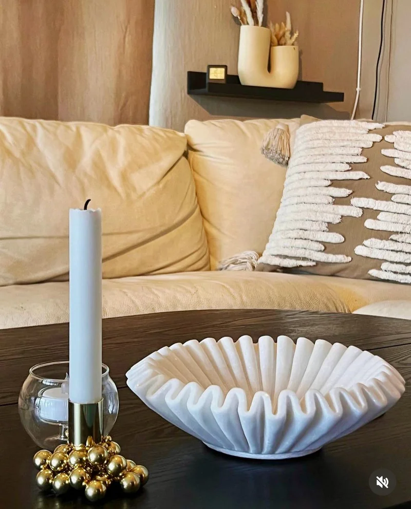 Quesera  HandCrafted Fluted Marble Bowl-6 inches  | Best Price UAE