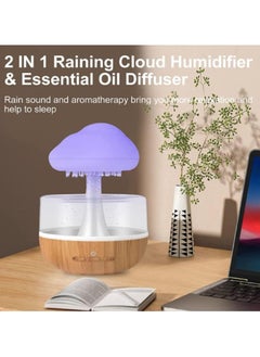 BUYCO Raining Cloud Night Light Aromatherapy Essential Oil Diffuser Micro Humidifier Desk Fountain Bedside Sleeping Relaxing Mood Water Drop Sound White  - Image 2