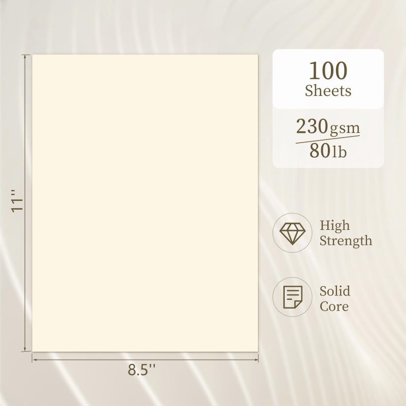 GIGYES Ivory Cardstock 8.5 x 11, Cream Cardstock 80lb 100 Sheets, GIGYES Card Stock Printer Paper, Certificate, Wedding Invitations, Menus, Poster, DIY Card - Image 2