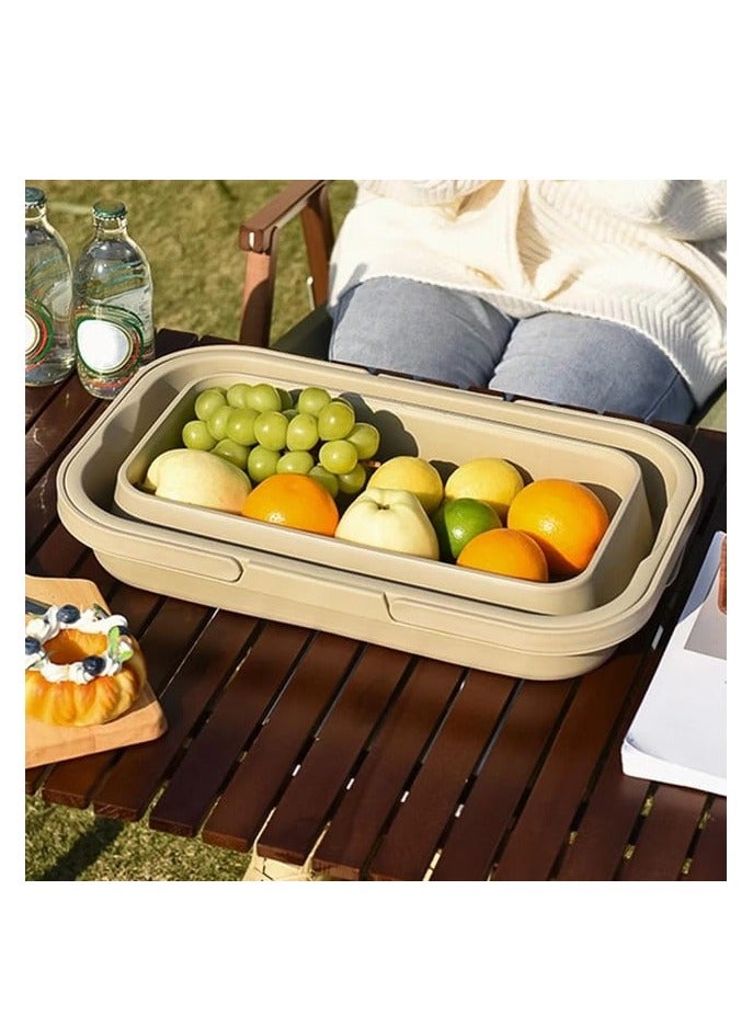 Generic Foldable Collapsible Picnic Basket Multi-functional Water-proof Storage with Lid Basket for Camping Outdoor  - Image 2