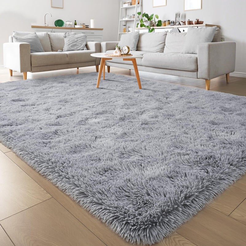 Keeko Fluffy Area Rugs for Bedroom Living Room 4x53 Soft Plush Bedside Rug Modern Indoor Throw Rug Shag Fuzzy Nursery Carpet Non Slip Rugs for Kids Girls Baby Teen Dorm Room Home Decor Grey