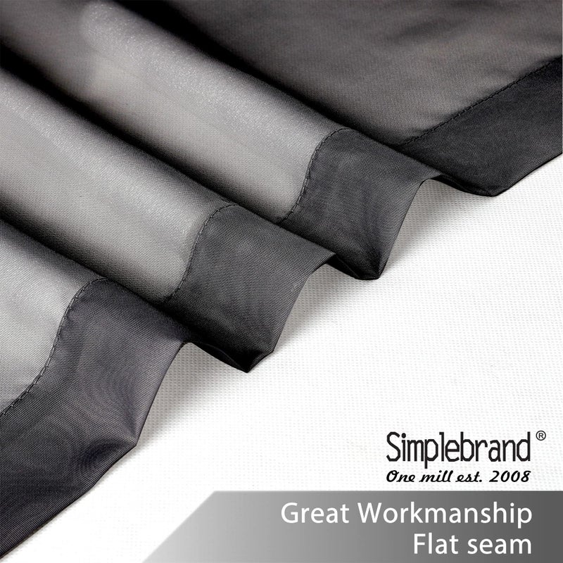 Simplebrand Black Sheer Curtains 108 Inches Long, Extra Long Rod Pocket Solid Color Window Sheer Curtain Panels, Elegant Curtains & Drapes for Living Room, Bedroom 2 Panels (Black, 42" W x 108" L) - Image 2