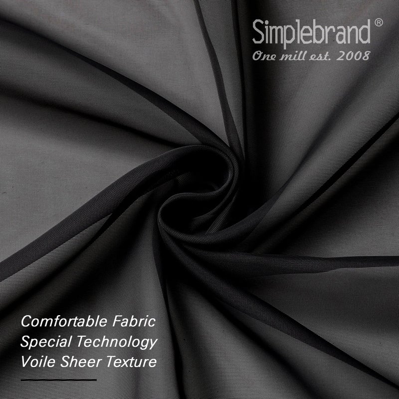 Simplebrand Black Sheer Curtains 108 Inches Long, Extra Long Rod Pocket Solid Color Window Sheer Curtain Panels, Elegant Curtains & Drapes for Living Room, Bedroom 2 Panels (Black, 42" W x 108" L) - Image 3