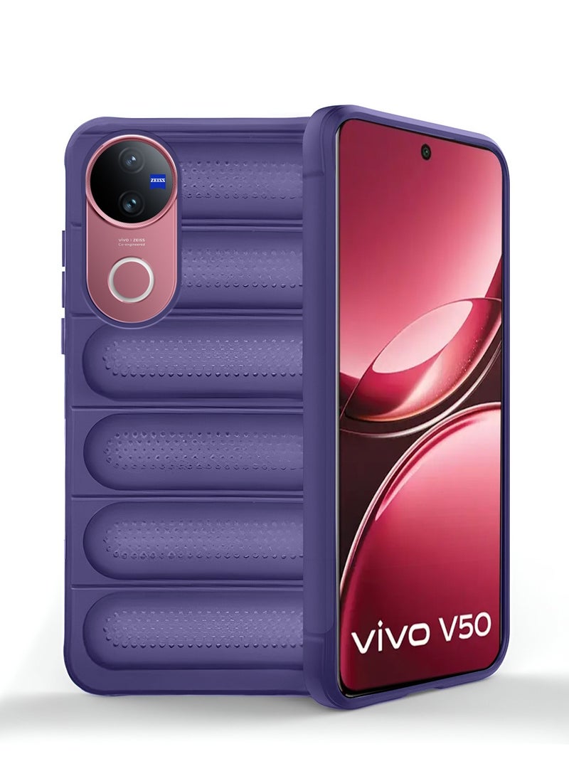 Wtech vivo V50 5G 2025 Premium Translucent within Air Bag TPU with Band Texture Case Cover - Eggplant Purple - Image 1
