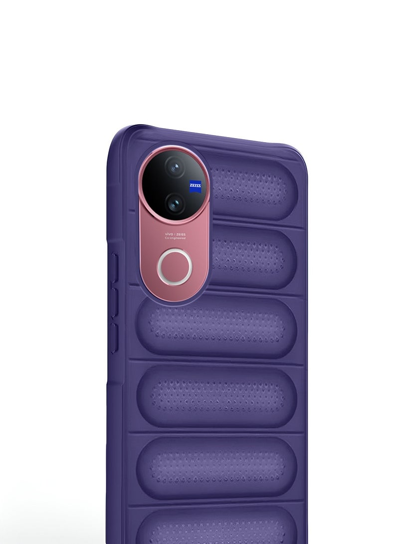 Wtech vivo V50 5G 2025 Premium Translucent within Air Bag TPU with Band Texture Case Cover - Eggplant Purple - Image 2