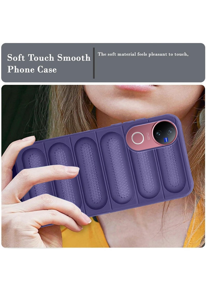 Wtech vivo V50 5G 2025 Premium Translucent within Air Bag TPU with Band Texture Case Cover - Eggplant Purple - Image 3