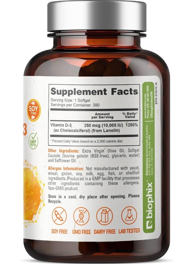 biophix Vitamin D3 Softgels 10,000 IU for Adults - Image 2