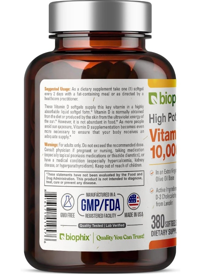 biophix Vitamin D3 Softgels 10,000 IU for Adults - Image 3
