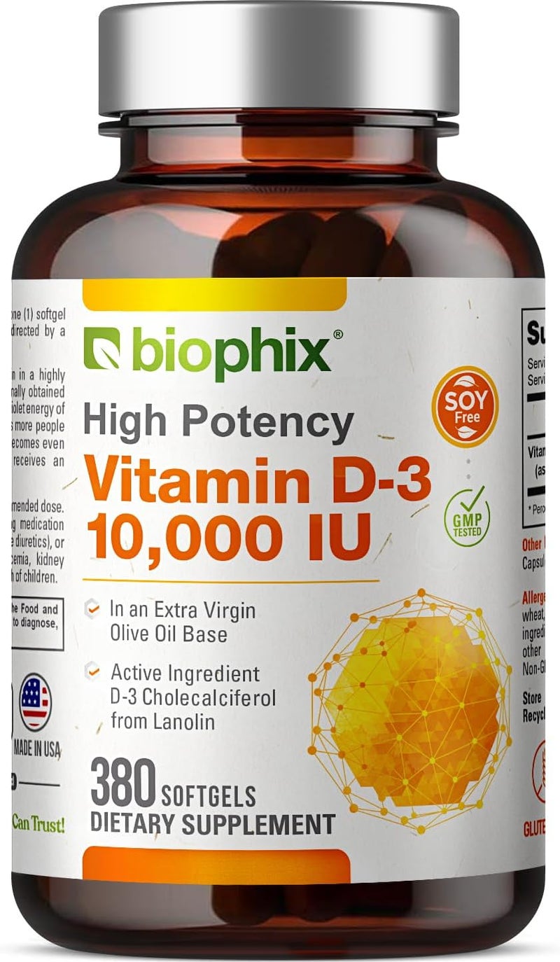 biophix Vitamin D3 Softgels 10,000 IU for Adults - Image 1