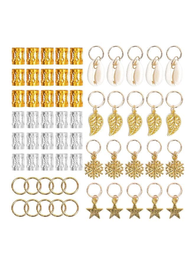 NIBEMINENT 80-Piece Decoration Hair Rings Clip Set Gold/Silver/White
