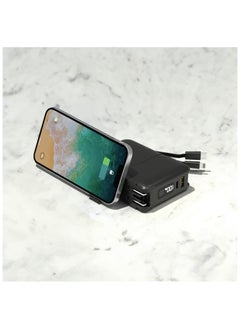 GREEN LION 10000 mAh Travel Power Bank 10000mAh / Adaptor / Holder / US Plug / EU Plug / UK Plug / 20W Type-C Output / 22.5W USB-A Output / 15W Wireless Powerbank / Lightening Output / Integrated Cable / 10W DC Charger - Black  - Image 2