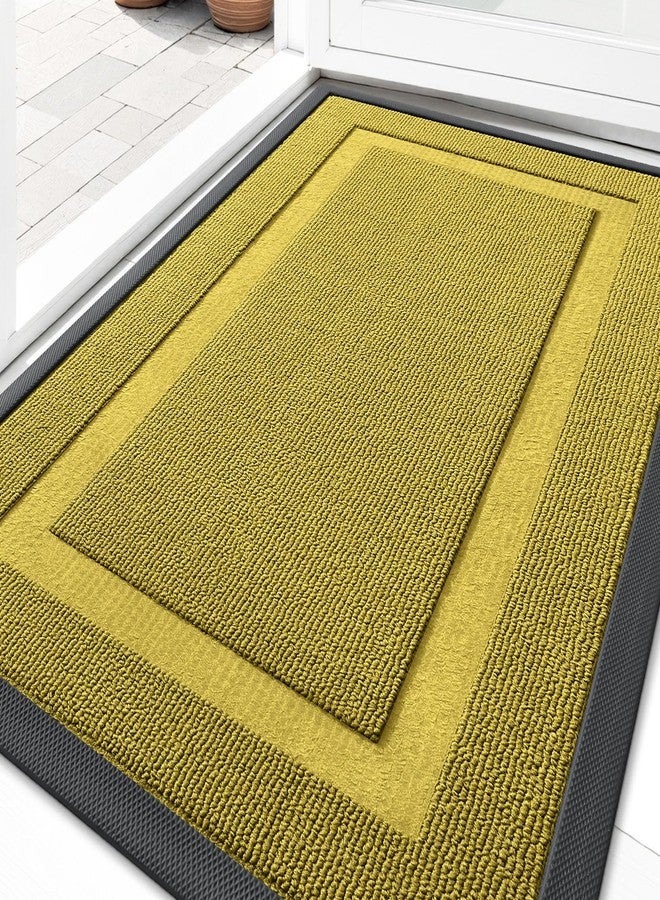 OLANLY Front Door Mat Indoor Outdoor Entrance, Waterproof All-Season, All-Weather Doormat, Sturdy Natural Rubber, Low Profile, Easy Clean Patio Porch Entryway Mat, 29.5x17, Lime Green - Image 1