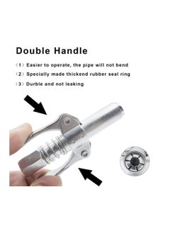 Kast KAST Grease Gun Coupler Lock Nozzle With Flex Hose High Pressure Dual Handle For Manual Pneumatic Electric Grease Gun Coupler Quick Release Grease Nozzle Pack of 1  - Image 3