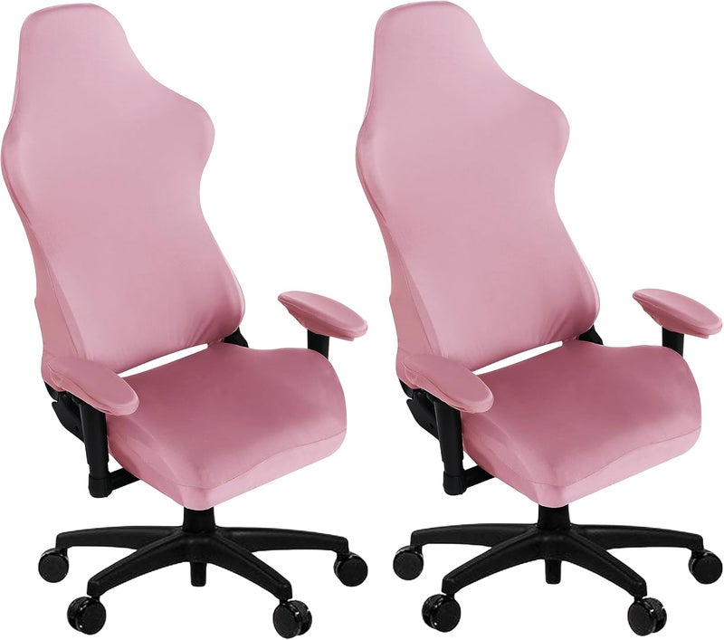 SARAFLORA 2 Pack Gaming Chair Cover, Stretchable Computer Cover Removable for Armchair, Swivel, Gaming, Boss Chair, Spandex Slipcovers, Pink - Image 1