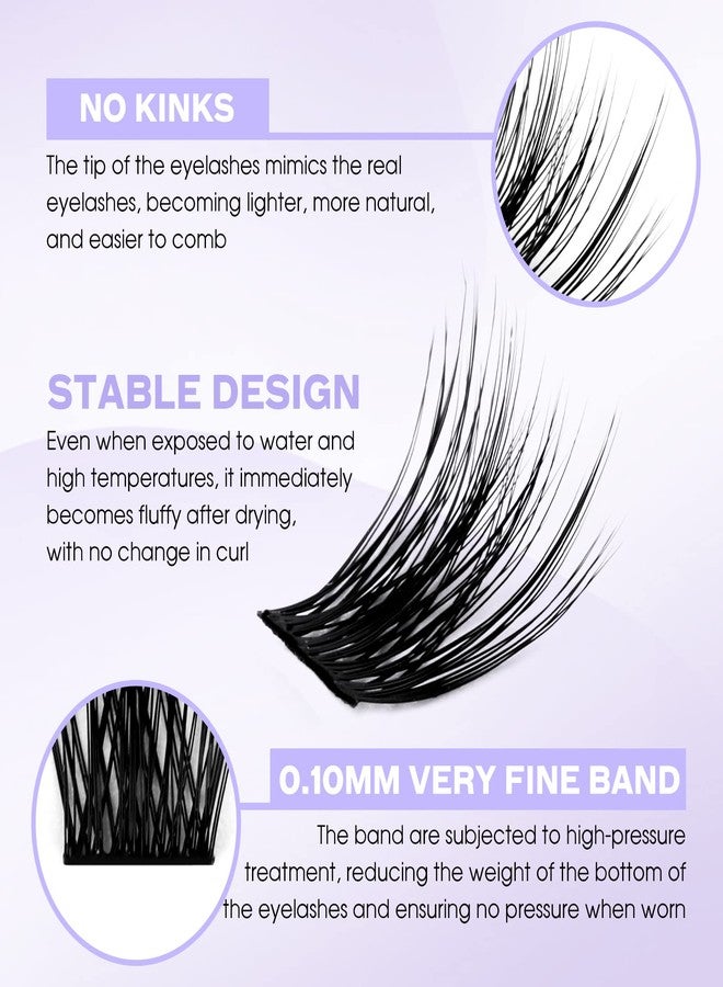 WENDY LASHES Lash Clusters Individual Lashes C/D Curl Cluster Lash Wide-stem Eyelashes Cluster 12-16mm Thin Band Cluster Lashes Soft Wispy Clusters Comfortable Lash Clusters (Natural/Volume+-0.07D, 12-16mm Mixed) - Image 2