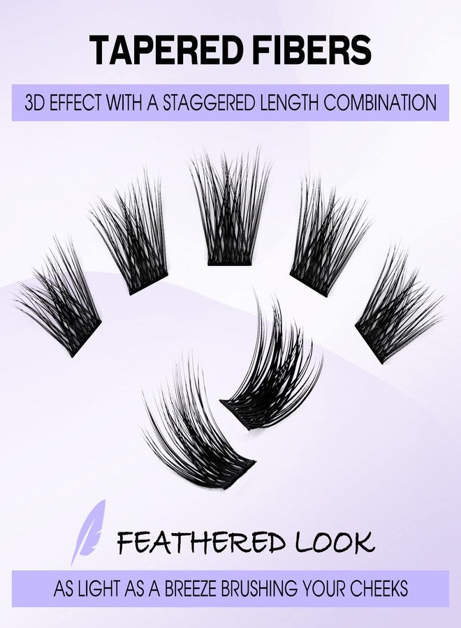 WENDY LASHES Lash Clusters Individual Lashes C/D Curl Cluster Lash Wide-stem Eyelashes Cluster 12-16mm Thin Band Cluster Lashes Soft Wispy Clusters Comfortable Lash Clusters (Natural/Volume+-0.07D, 12-16mm Mixed) - Image 5