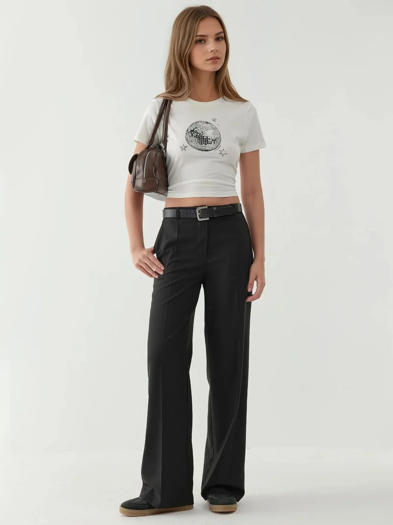 HICCUP Viscose Blend Straight Leg Pants