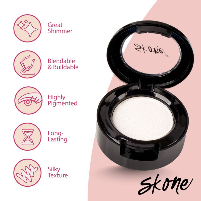 Skone Cosmetics Gems Eye Shadow, Highly Pigmented, Longwear Eye Makeup, Single Eyeshadow with Pro Shimmery Finish - Ultra-Blendable, Slightly Shimmer Shades - White Eyeshadow - Love - Image 2