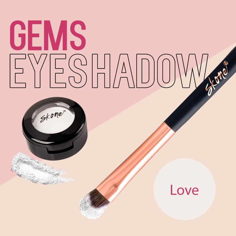 Skone Cosmetics Gems Eye Shadow, Highly Pigmented, Longwear Eye Makeup, Single Eyeshadow with Pro Shimmery Finish - Ultra-Blendable, Slightly Shimmer Shades - White Eyeshadow - Love - Image 1