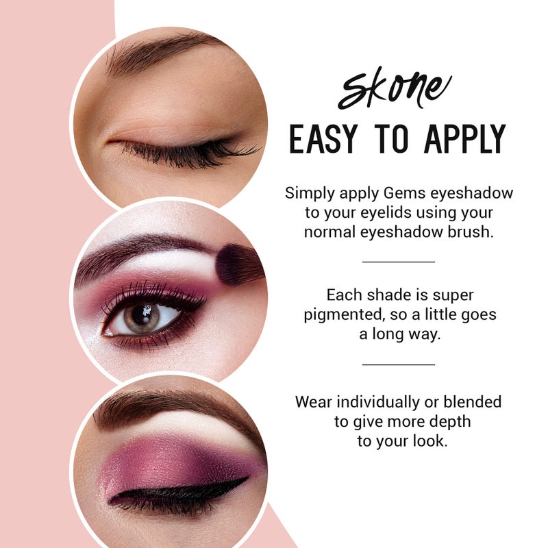 Skone Cosmetics Gems Eye Shadow, Highly Pigmented, Longwear Eye Makeup, Single Eyeshadow with Pro Shimmery Finish - Ultra-Blendable, Slightly Shimmer Shades - White Eyeshadow - Love - Image 3