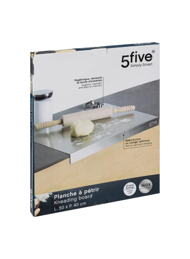 Five Simply Smart Stainless Steel Dough Kneading Board Silver 50 x 40 cm 179748 - Image 3
