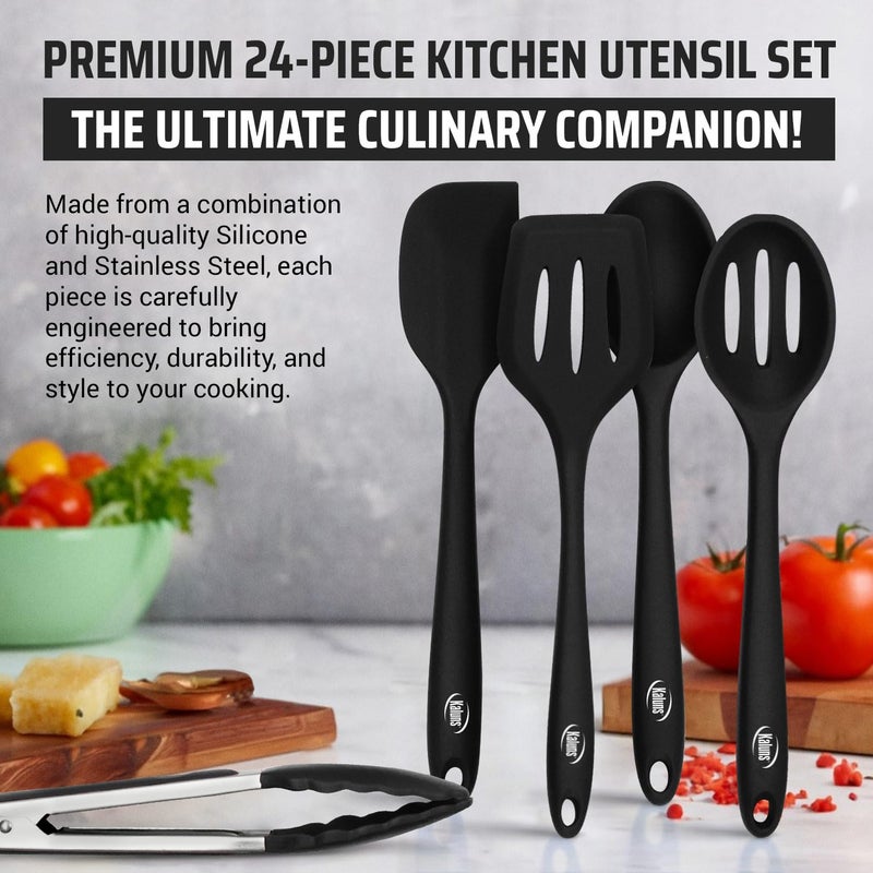 Kaluns Silicone Kitchen Utensils Set 24 Pcs Silicone Cooking Utensils Set - Can Opener, Masher, Turner, Spatula 446Â°F Heat Resistant Non-Stick - Premium Utensil Set - Image 3