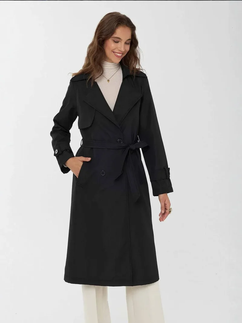 زوبعة معطف ترنش بحزام