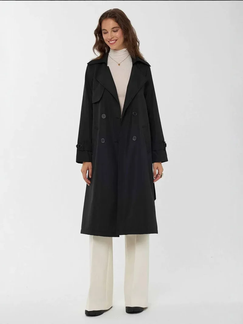 زوبعة معطف ترنش بحزام