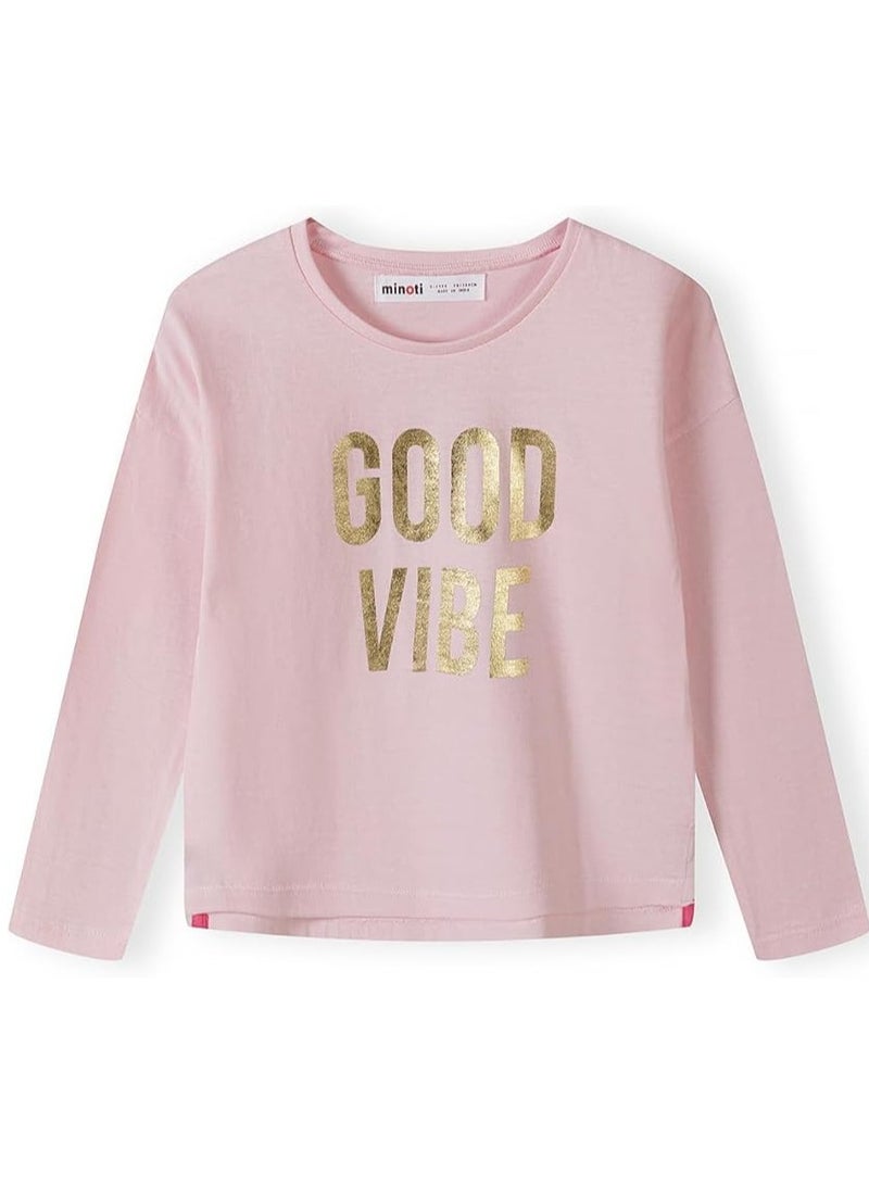مينوتي Minoti Girls Girls 3Pk Basic Good Vibe L/S Graphic Tops Girls 3Pk Basic Good Vibe L/S Graphic Tops - Image 4