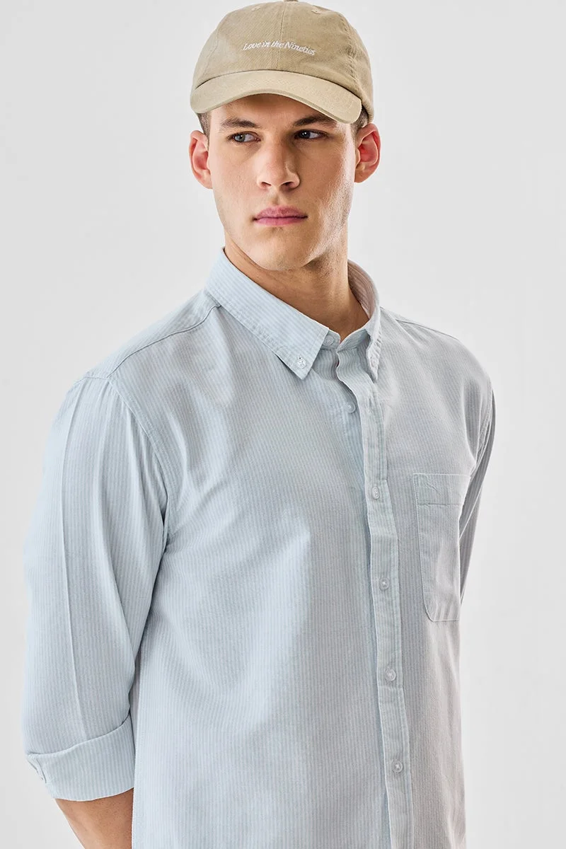 SNITCH Light Blue Striped Long Sleeve Regular Fit Shirt