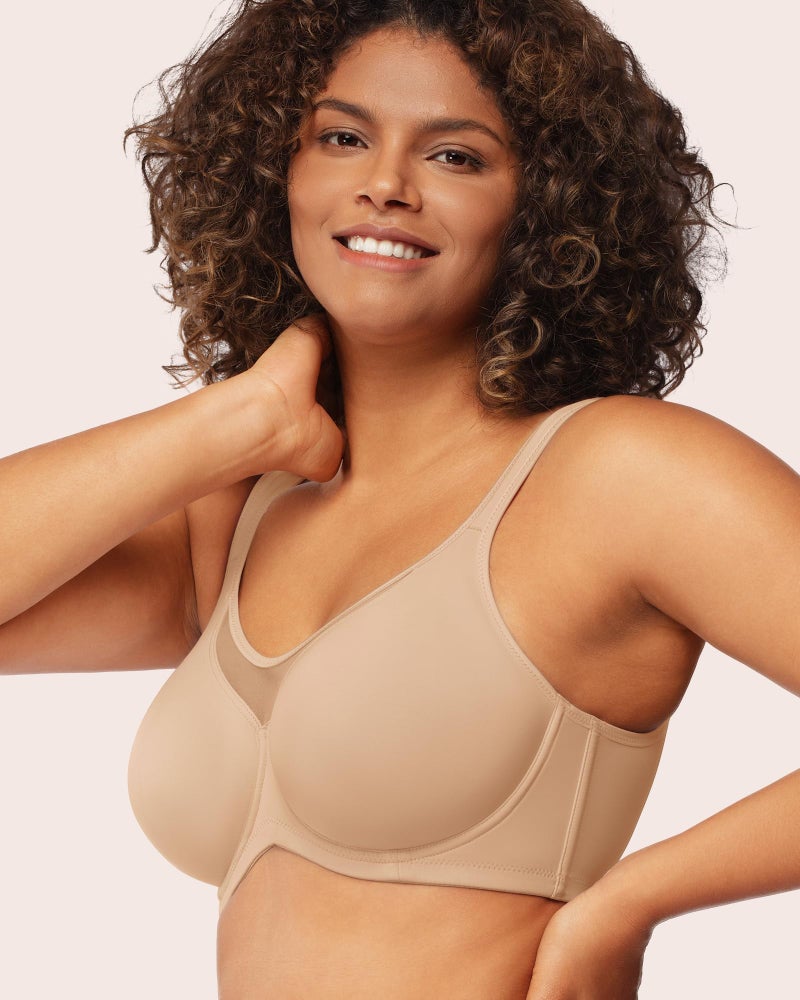 HSIA Minimizer Bras for Women Plus Size, Full Coverage Coolcomfort T Shirt Unlined Bra with Underwire for Heavy Breast, Ivory Beige 38DD - Image 2
