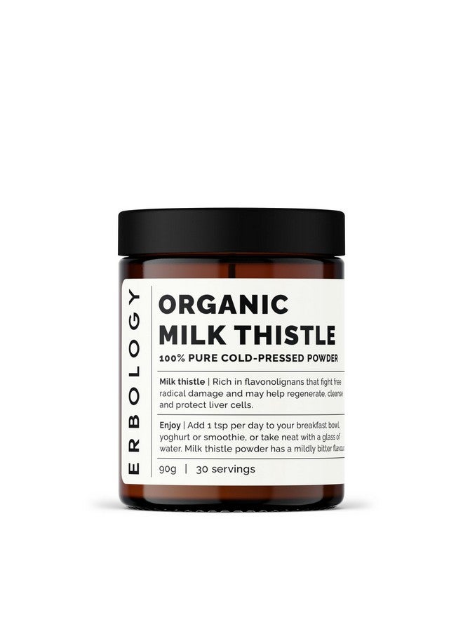 Erbology Organic Milk Thistle Powder 3.2 oz - 30 Servings - 180mg Silymarin per Serving - Liver Health - Cold-Pressed from 100% Milk Thistle Seeds - Sustainably Sourced in Europe - Vegan - GMO-Free - Image 1